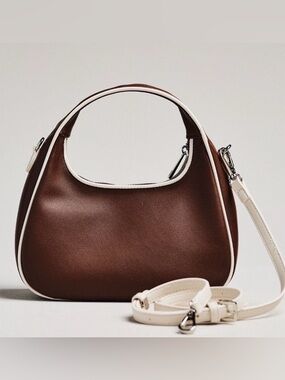 Anthropologie Melie Bianco Piped Mini Shoulder Bag in Chocolate NWT